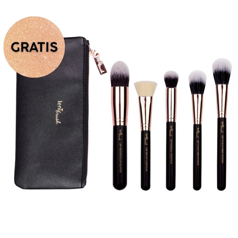 lenibrush - Kosmetikpinselset - Matte Black Precision Sculpt Set - inkl. Gratis Makeup Bag